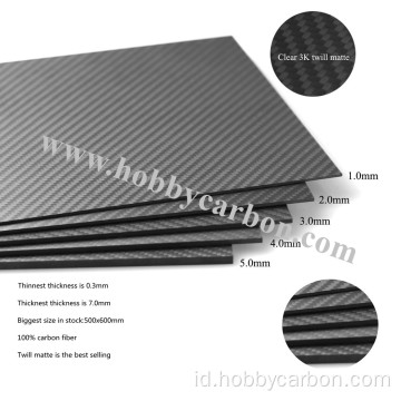 Semua Lembaran Serat Karbon Lapisan 3K 4.0mm